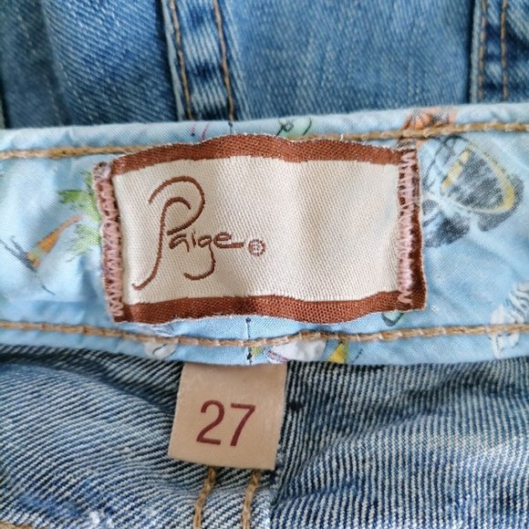 Paige Womens Blue Low Rise Stretch Distressed Denim Canyon Jean Shorts Size 27 - Picture 5 of 7